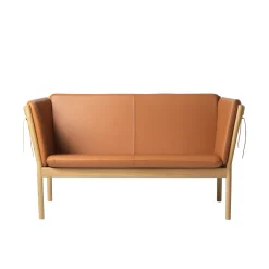 Erik Ole Jørgensen J148 - 2 pers. sofa - Eg - Cognac læder- 2 Personers Sofa
