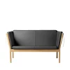 Erik Ole Jørgensen J148 - 2 pers. sofa - Eg - Sort læder- 2 Personers Sofa
