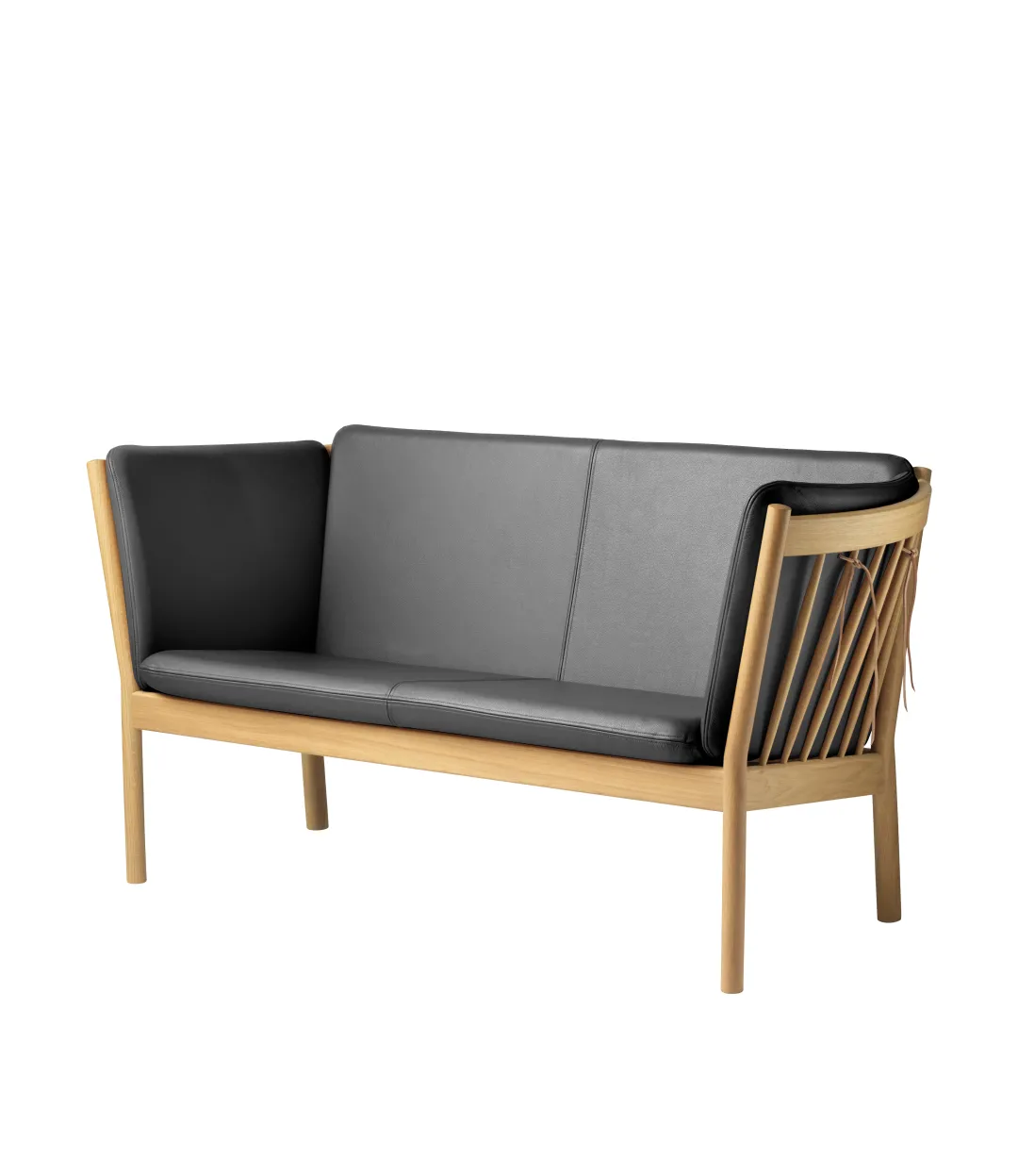 Erik Ole Jørgensen J148 - 2 pers. sofa - Eg - Sort læder- 2 Personers Sofa
