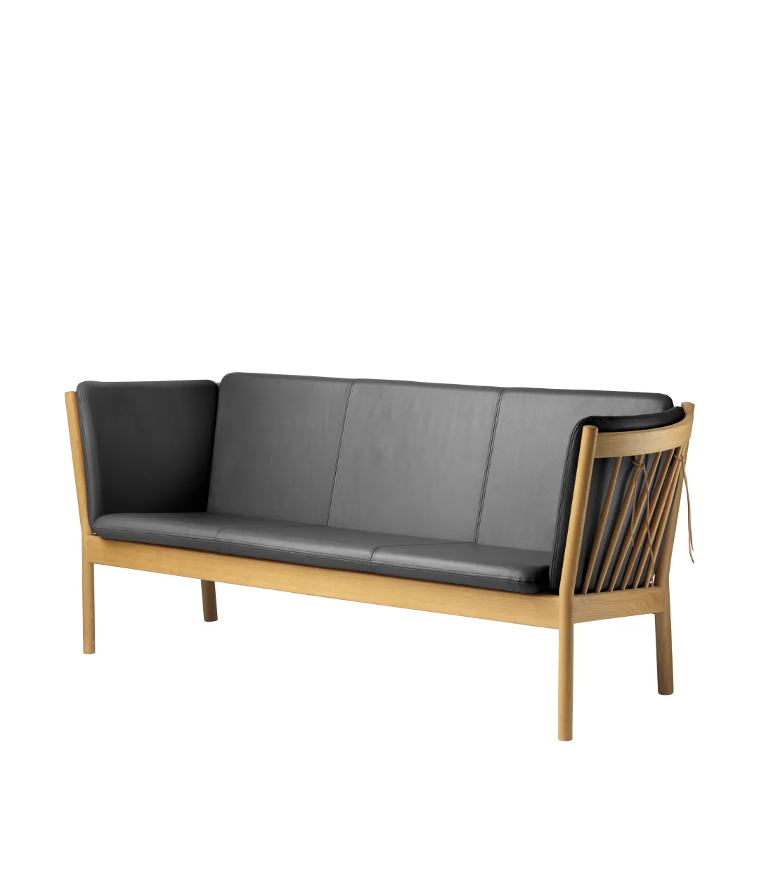Erik Ole Jørgensen J149 - 3 pers. sofa - Eg - Sort læder- 3 Personers Sofa