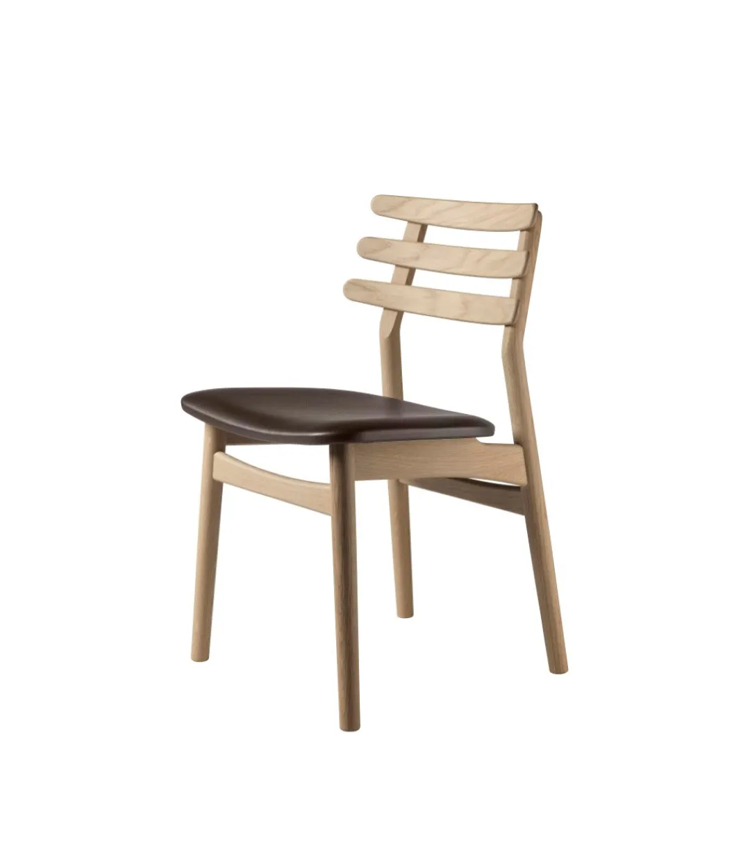 Poul M. Volther J48 - Stol - Eg - Mocca læder- Spisebordsstole