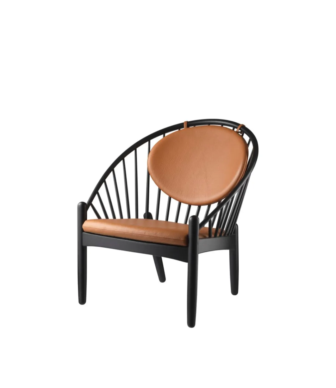 Poul M. Volther J166 Jørna - Stol - Jet Black - Cognac læder- Lænestole