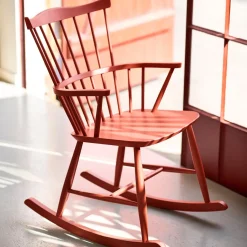 Børge Mogensen J52G - Gyngestol - Bøg - Brick Red- Lænestole