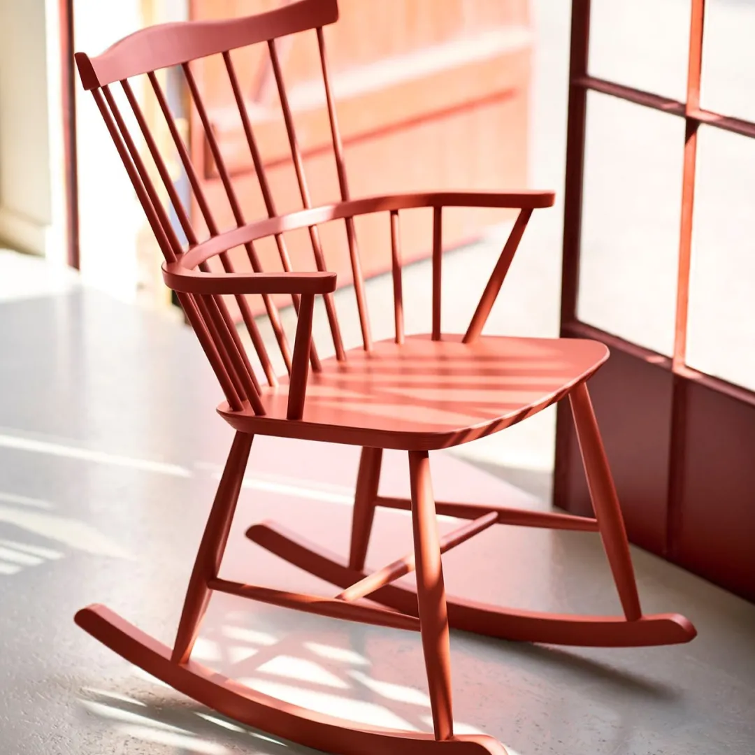 Børge Mogensen J52G - Gyngestol - Bøg - Brick Red- Lænestole