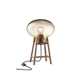Philip Bro & Dögg Gudmundsdottir U4 Hiti - Bordlampe - Valnød - Ravfarvet glas- Bordlamper